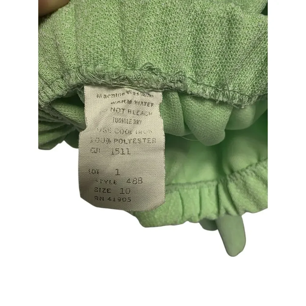 Vintage 70s Winston Mint Green Knit 2 Piece Set Zip Top & Pants Belted Sz 10